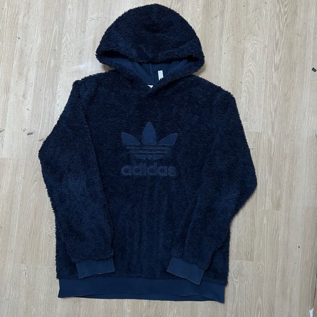 아디다스 빅로고 쉐르파 양털 후리스 후드티 L/100 