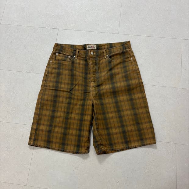 스투시 빅 올 체크 캔버스 쇼츠 36