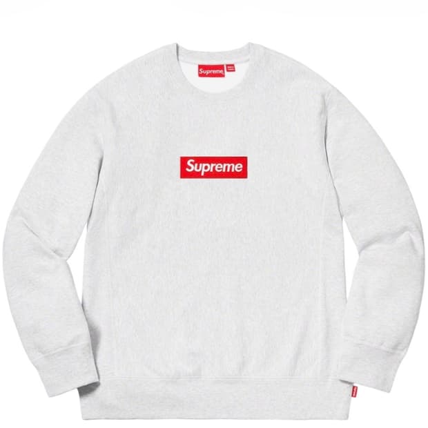 18FW 슈프림 박스로고 맨투맨 애쉬 그레이 M사이즈