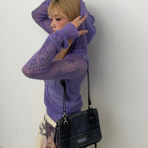 ARMANI EXCHANGE 퍼플 니트 후드티 