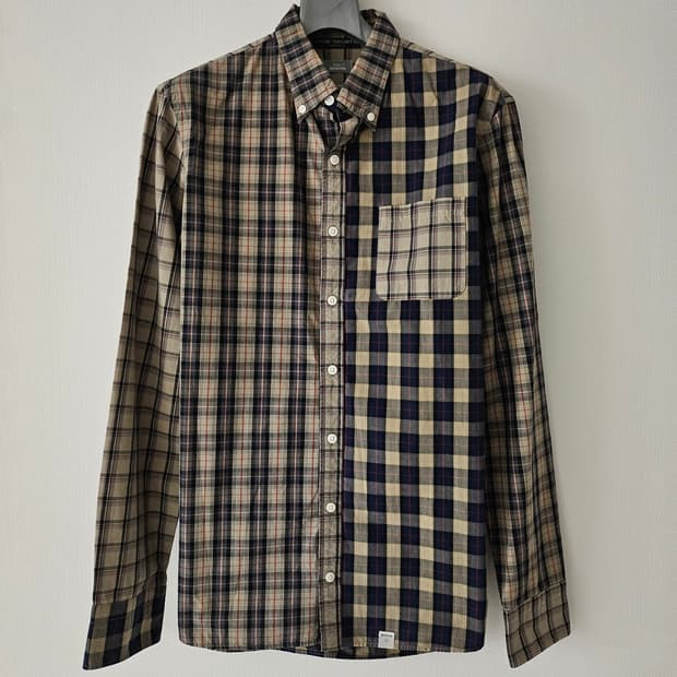 컬러 Kolor 멀티체크 버튼다운셔츠