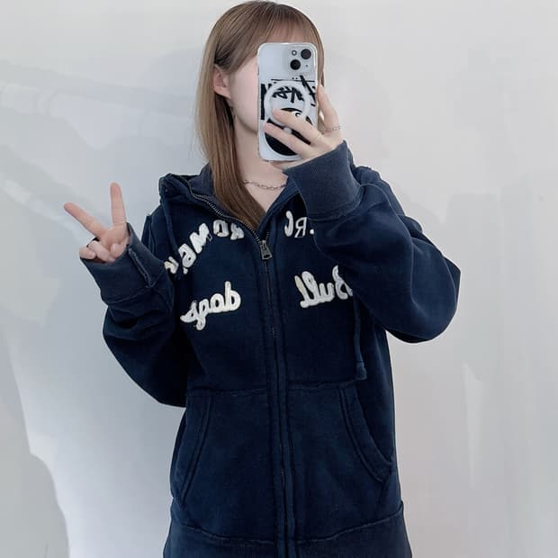 아베크롬비 네이비 빅로고 헤비스웻 후드집업