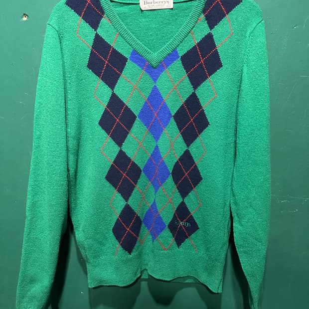 버버리 아가일니트 그린