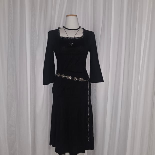 vingt-trois 공겜 히메 세무 플리츠 미디 스커트