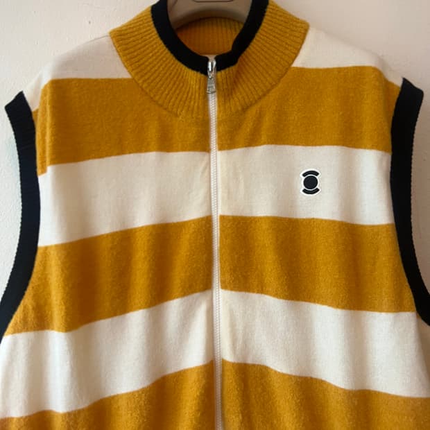 와이드앵글 남성 옐로우 바람막이조끼 골프조끼