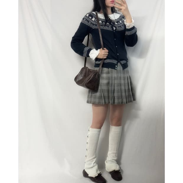 울 더블 버튼 랩 스커트