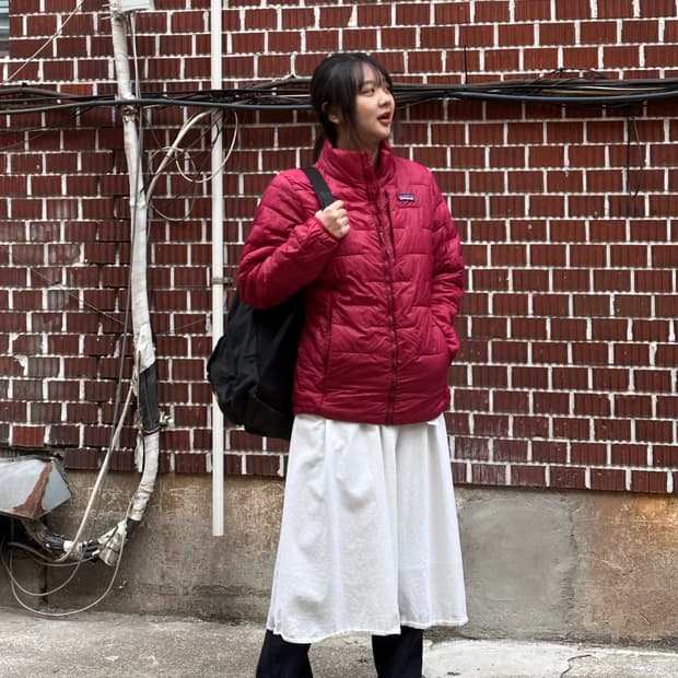 파타고니아 경량패딩 레이어드 코디세트