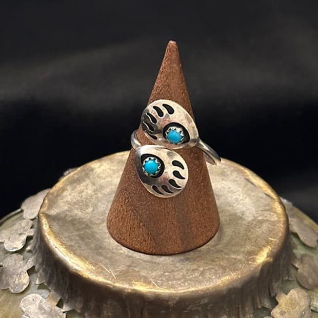 Navajo Bear Paw Turquoise Sterling Silve