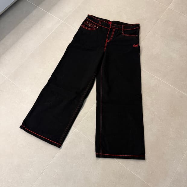 [ONE SIZE] Toh 체리 스티치 로우 라이즈 데님 팬츠