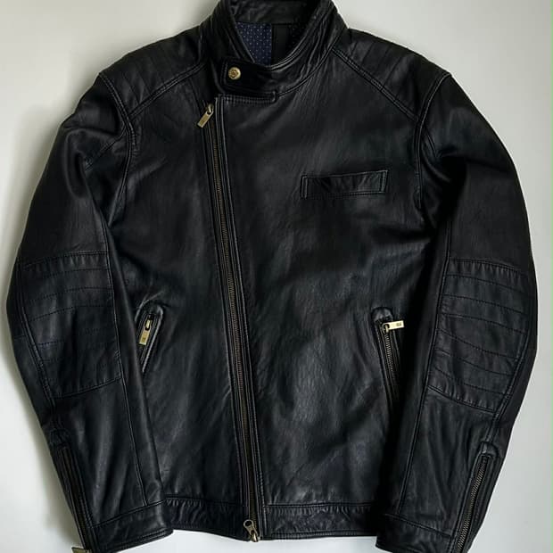 [S] 마시모두띠 비대칭 양가죽 슬림 라이더 자켓