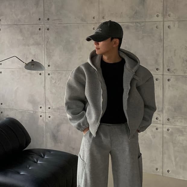 네오프렌 어깨보정 후드집업 그레이 