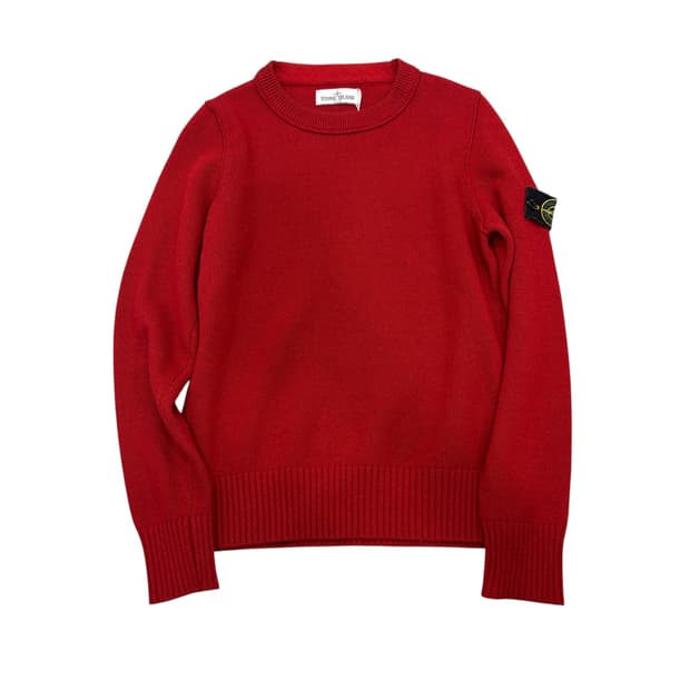 스톤아일랜드 13F/W 버튼 와펜 크루넥 레드 니트