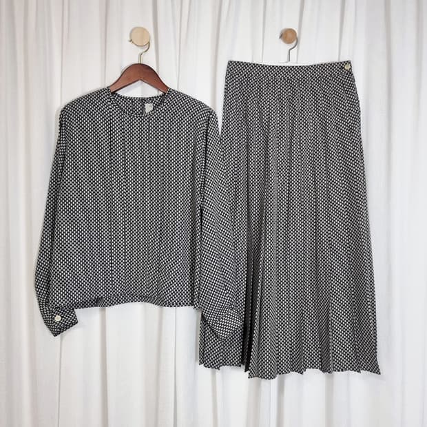 아쿠아스큐텀 셋업 블라우스 스커트 made in France / 상태최상