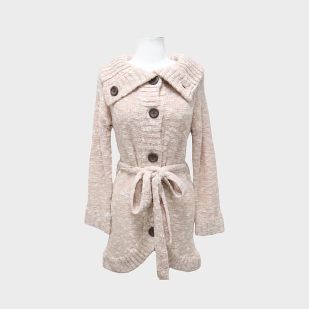 PUTIELAL 벨트 니트 롱 가디건 61005