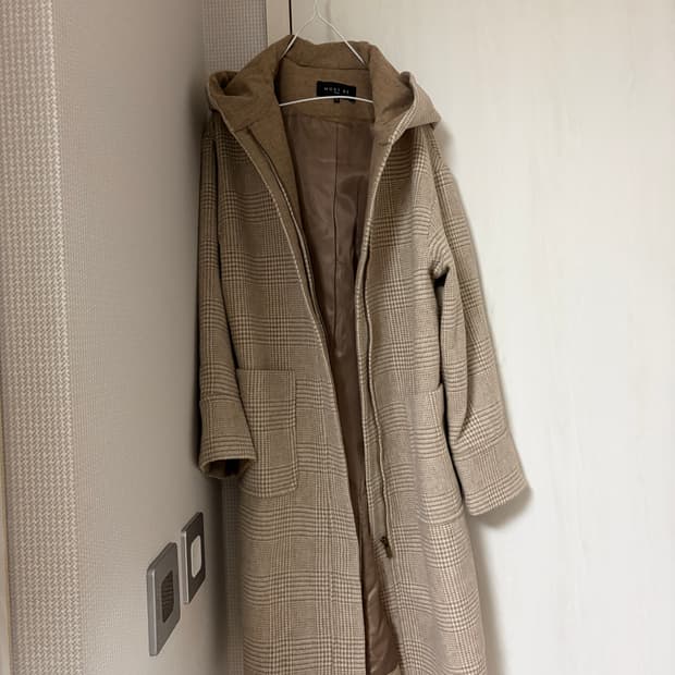 MUST BE) 체크 후드 롱 코트 77