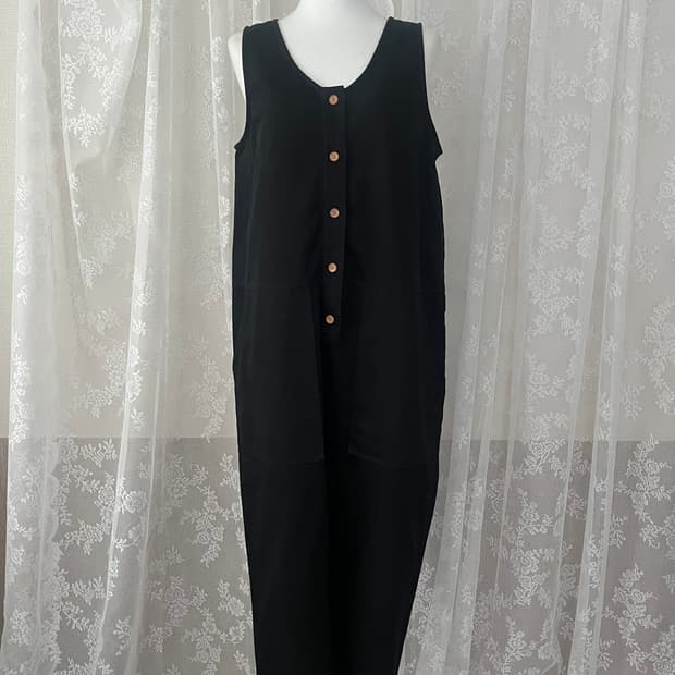 F) 스튜디오 톰보이 코튼 오버롤 팬츠 블랙