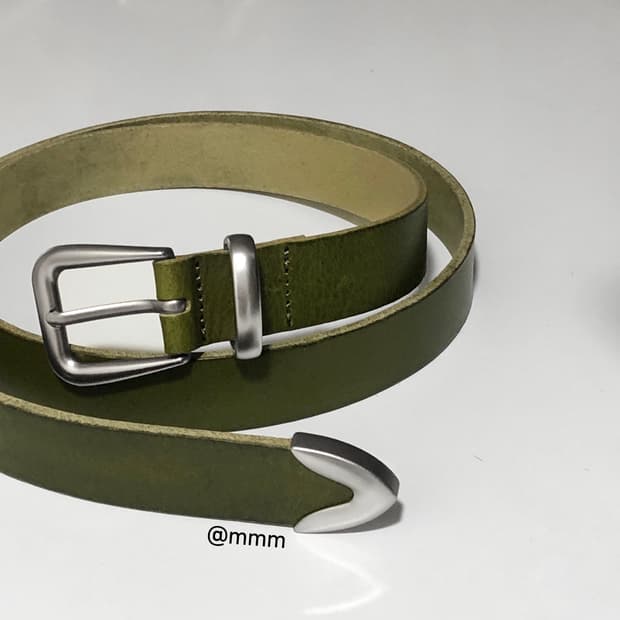 [Unisex] 말차라떼 웨스턴 장식 가죽 벨트