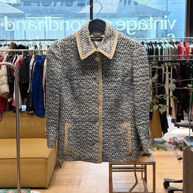 돌체앤가바나 블루 코튼 트위드 자켓