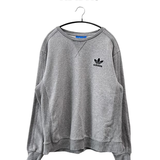 아디다스 오리지날 삼선 기모 라운드 맨투맨 그레이