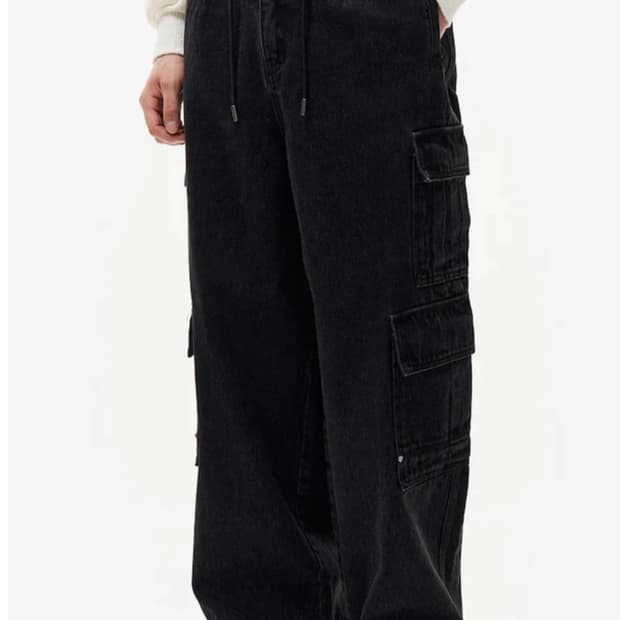 송지오 멀티 포켓 카고 블랙 데님 새상품급 판매