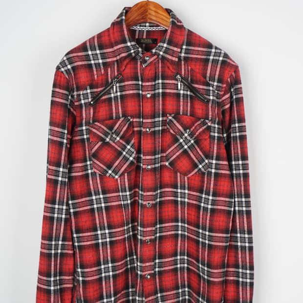  VON DUTCH plaid check western shirt
