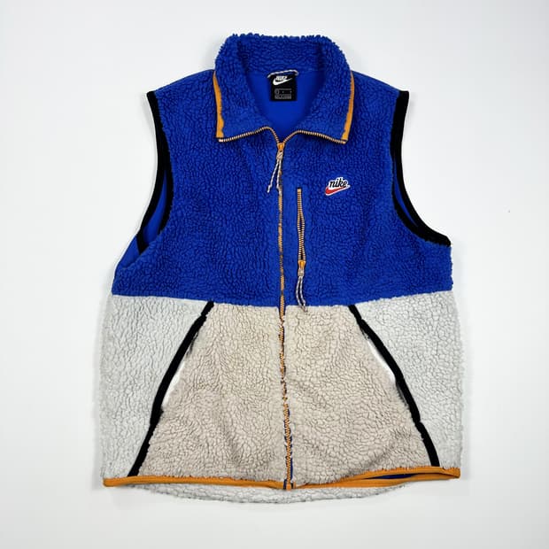 나이키 퓨추라 양털 쉐르파 베스트 아이보리 블루 L