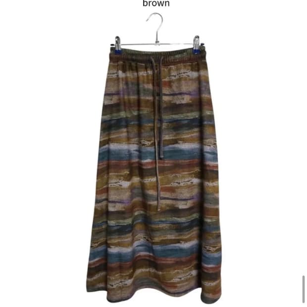 모래하우스 패턴 스커트 브라운 롱치마