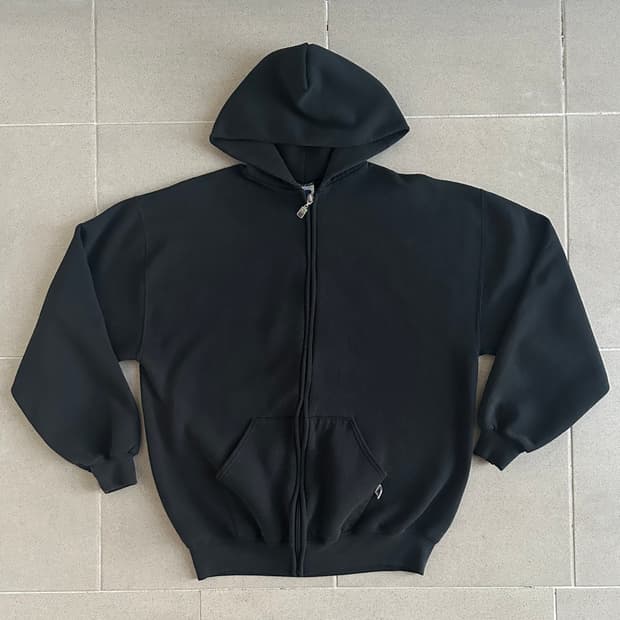 90s 빈티지 러셀 후드집업 블랙 XL USA
