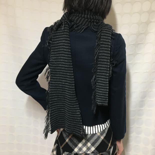 스트라이프 프린지 스카프