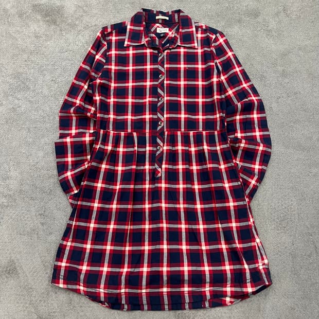 M 타미힐피거 체크 셔츠 원피스