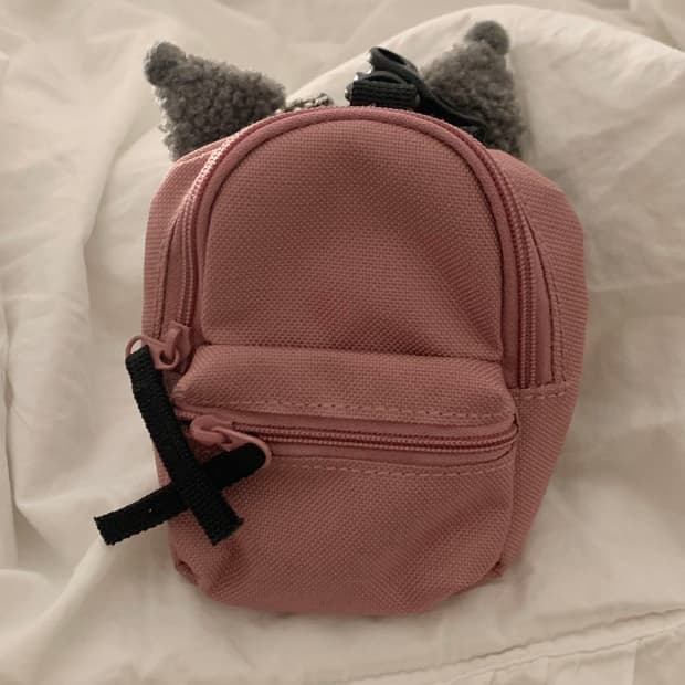 무인양품 무지 발수 미니 륙색 백팩 파우치 키링 인디핑크 블랙 새상품