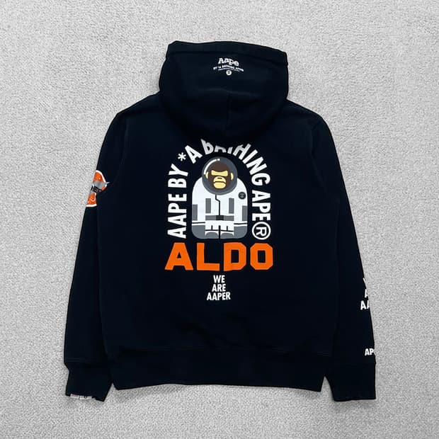 에이프 Aape 스페이스맨 사루 후드티 블랙