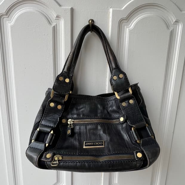 Jimmy Choo 지미추 블랙 레더 토트백