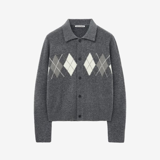 인사일런스 아가일 칼라 카디건 GREY L사이즈