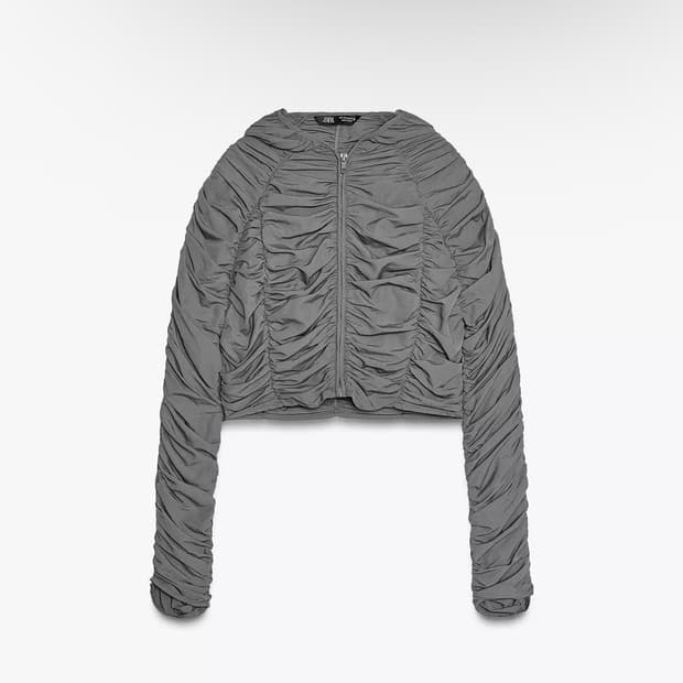 Zara 자라 링클 주름 나일론 크롭 자켓 오픈와이와이