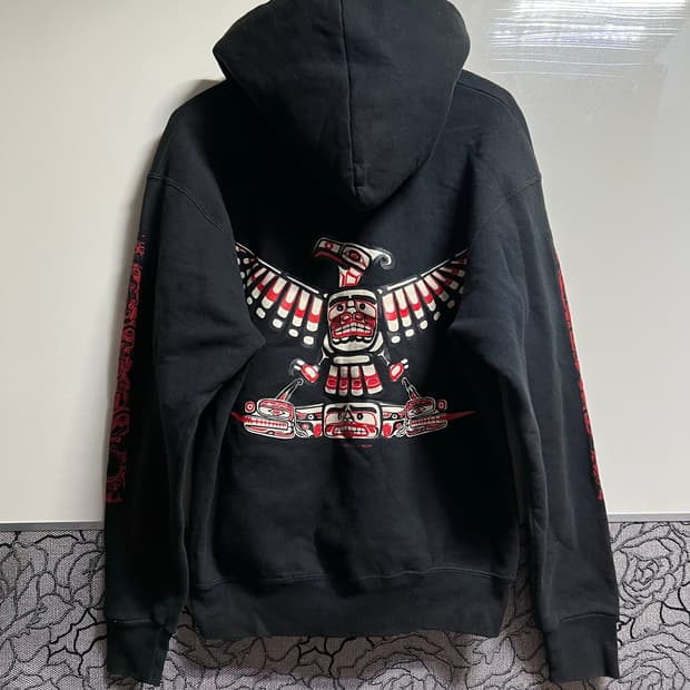 빈티지 1993 Living in Skin 토템 후드티