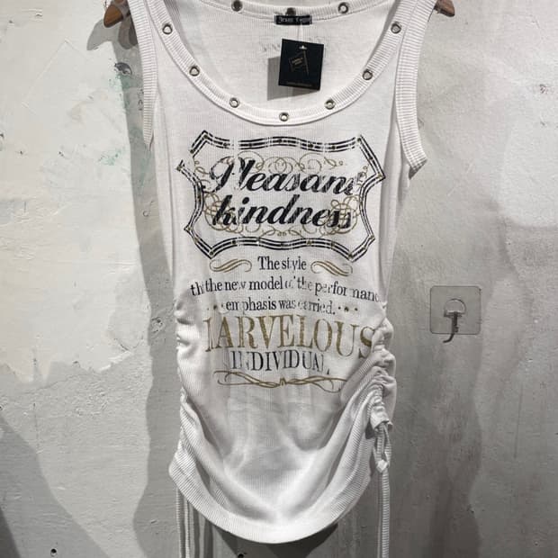 Logan white graphic eyelet tank top