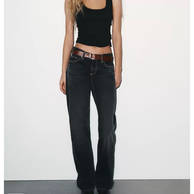 자라 JEANS TRF WIDE LEG 로우라이즈 데님