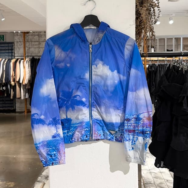 프라다 10ss 블루 트로피컬 프린팅 윈드 브레이커