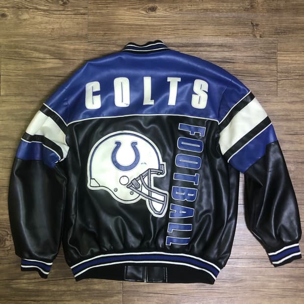 NFL 인디애나폴리스 콜츠(COLTS) 레더 봄버 자켓