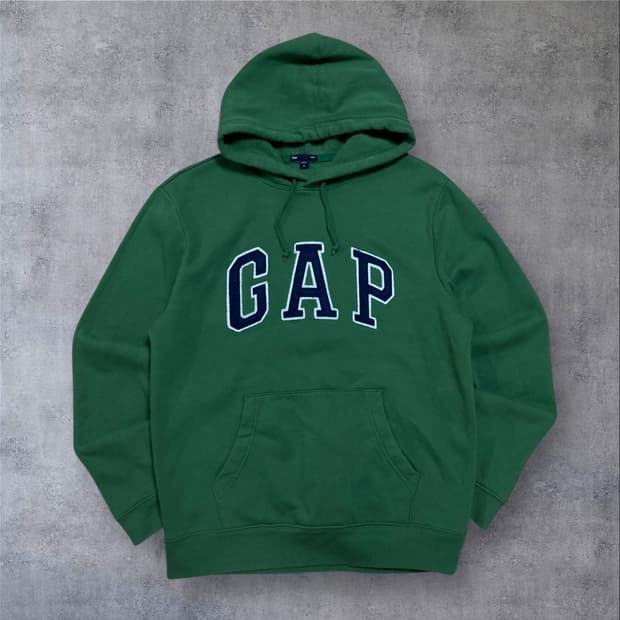 GAP 스펠아웃 빅로고 그린 후드티