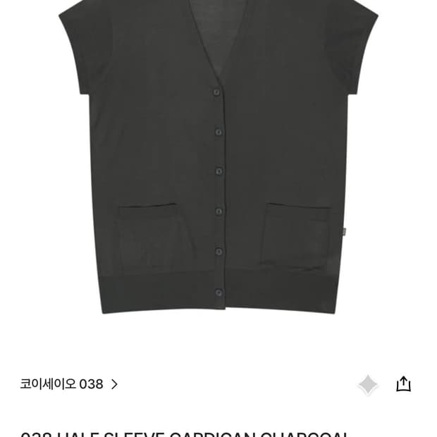 코이세이오 038 HALF SLEEVE CARDIGAN CHARCOAL