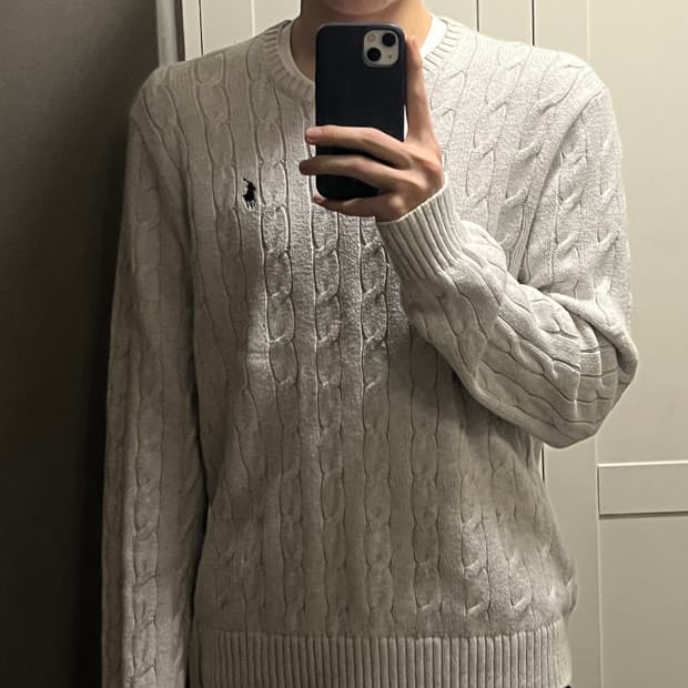 폴로 케이블 니트 아이보리 L