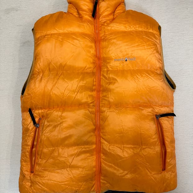 (L)90s 몽벨 빈티지 재팬 다운 베스트 망고