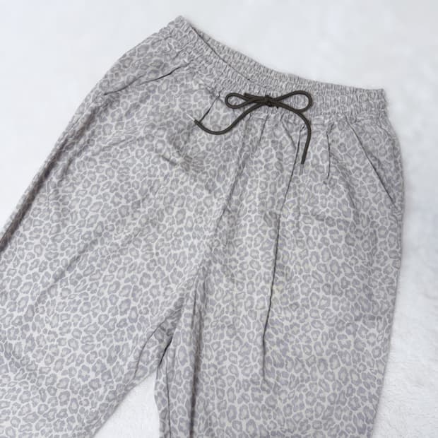 ichi 오네갸루 히메갸루 파스텔 레오파드 호피 와이드 팬츠≽^•⩊•^≼