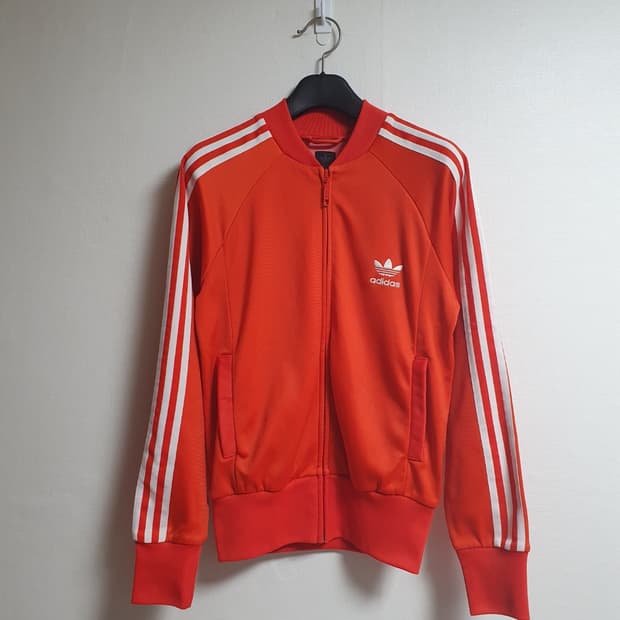 아디다스 트레포일 여성 져지 오렌지 화이트 자켓 S
