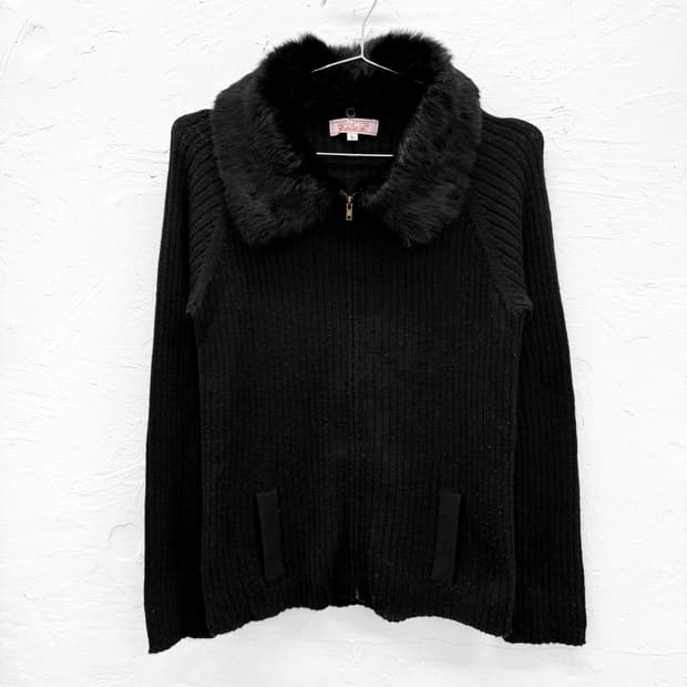 blanc or by 퍼 카라 니트집업