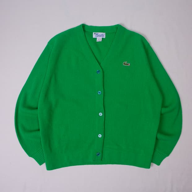70s 라코스테 아크릴 가디건 그린