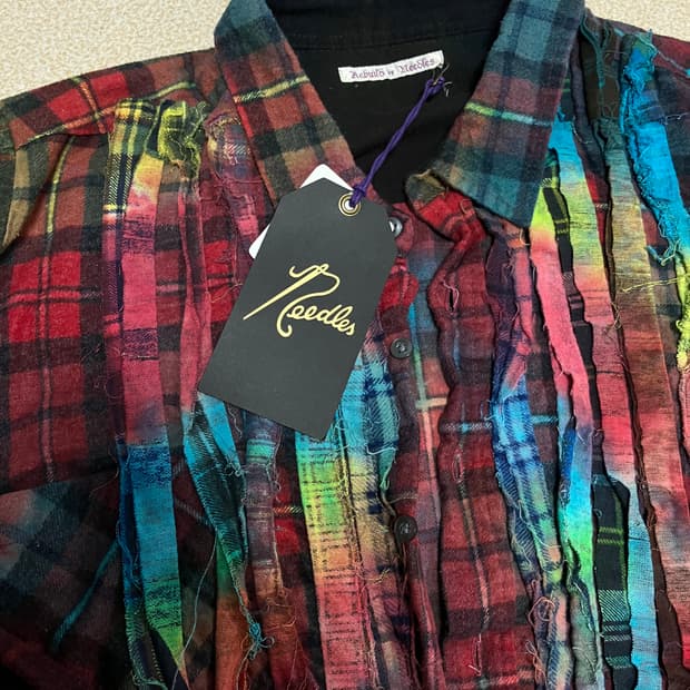 니들스 믹스 체크 데미지 셔츠