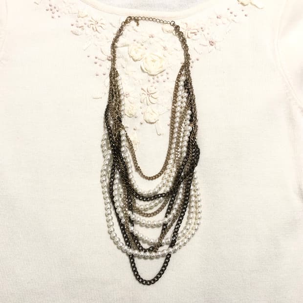 빈티지 진주 체인 드롭 레이어드 목걸이 긱시크 펑크 오리엔탈 페어리 갸루